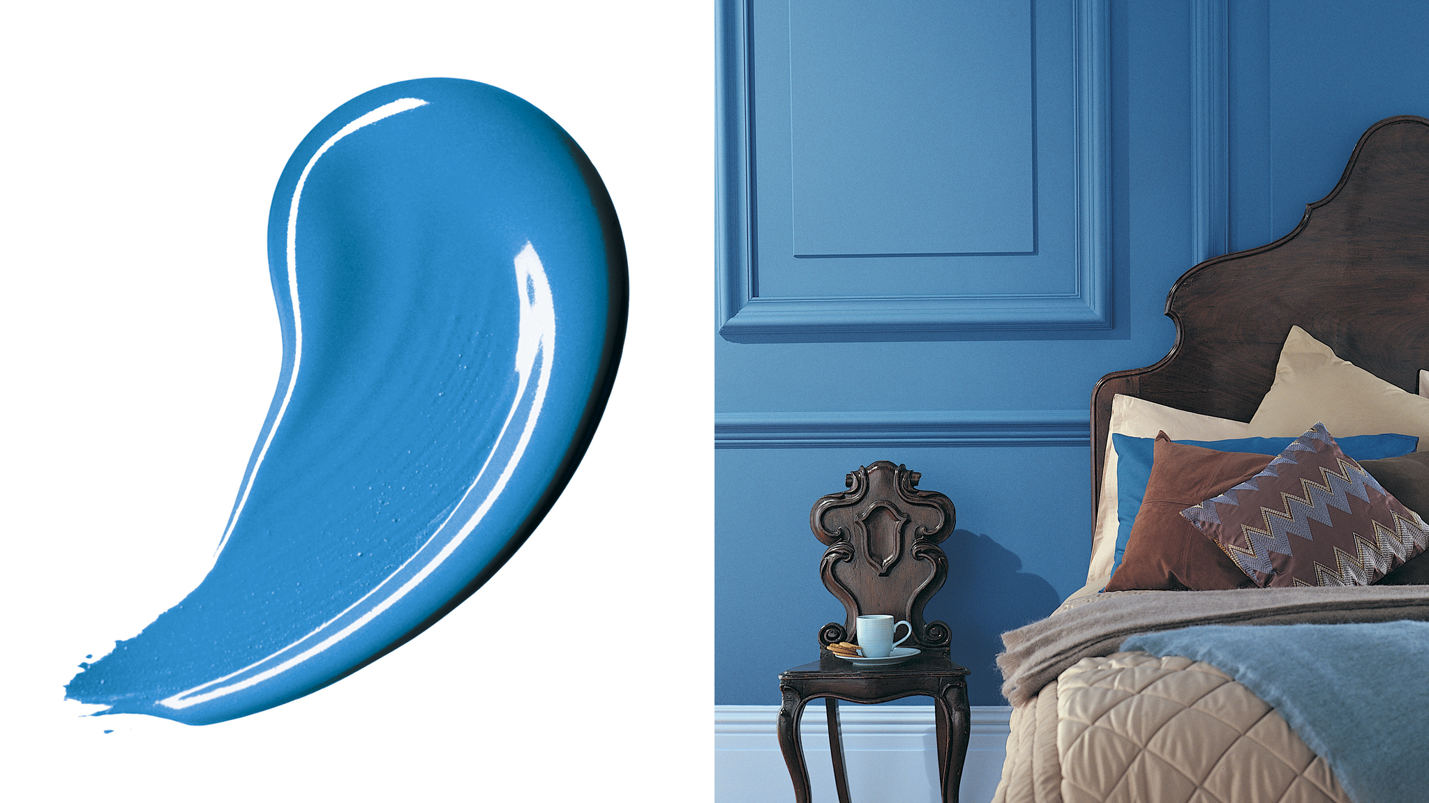 Ressentez le calme dans une chambre a coucher bleue Les nuances de bleu créent une palette couleur fraîche très reposante. En effet, elles sont tellement reposantes qu'elles peuvent effectivement ralentir votre rythme cardiaque et vous aider à vous détendre après une journée chargée.
