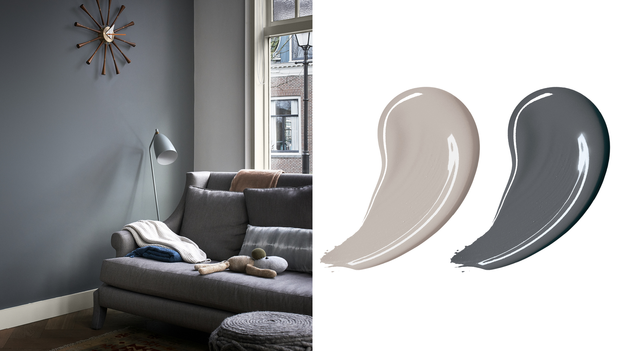 Une palette de gris elegante Le gris foncé est un choix élégant qui donne une sensation de sérénité à votre maison lorsqu'il est associé à une teinte plus claire.